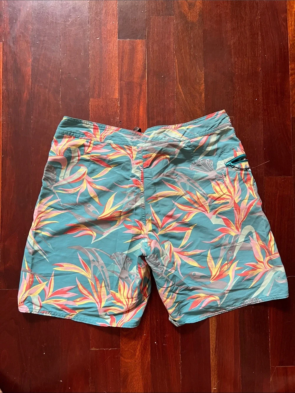 Patagonia Teal Floral-Print Board Shorts